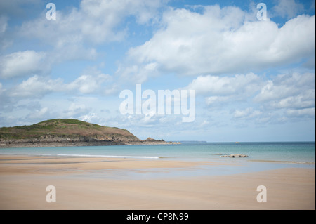 La plage du Longchamp à Saint-Lunaire, une station balnéaire entre St-Briac et Saint-Malo, sur la côte nord de la Bretagne Banque D'Images