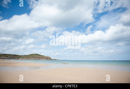 La plage du Longchamp à Saint-Lunaire, une station balnéaire entre St-Briac et Saint-Malo, sur la côte nord de la Bretagne Banque D'Images