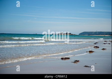 La plage de Longchamp à Saint-Lunaire, une station balnéaire entre St-Briac et Saint-Malo, sur la côte nord de la Bretagne Banque D'Images