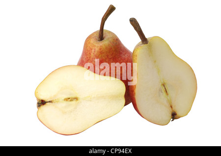 Tranches de poire sur un fond blanc Banque D'Images