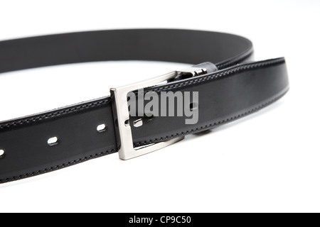 Ceinture noire de l'homme sur un fond blanc Banque D'Images