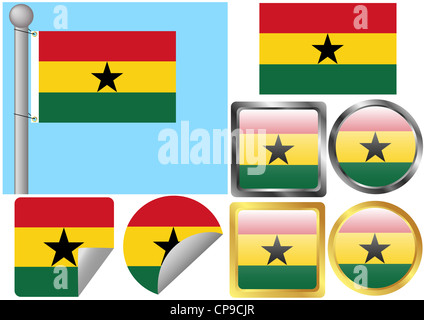 Drapeau Ghana Set Banque D'Images