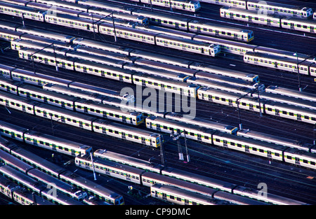 Les trains de banlieue dans la région de depot, Australie Banque D'Images