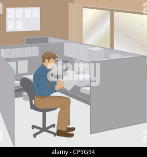 Illustration de l'employée de bureau dans son armoire. Banque D'Images