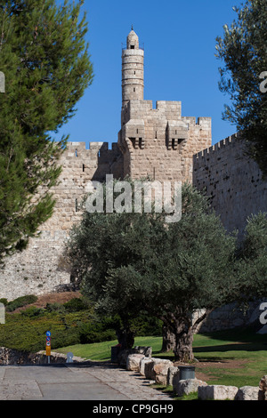 Tour de David, dans la vieille ville sainte de Jérusalem. Israël Banque D'Images