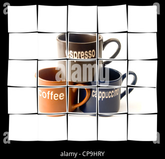 Des tasses à café, collage isolés Banque D'Images