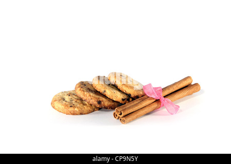 Biscuits d'avoine isolated over white background Banque D'Images