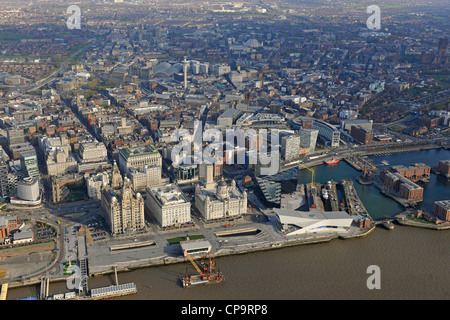 Vue aérienne de la ville de Liverpool de la Mersey Banque D'Images