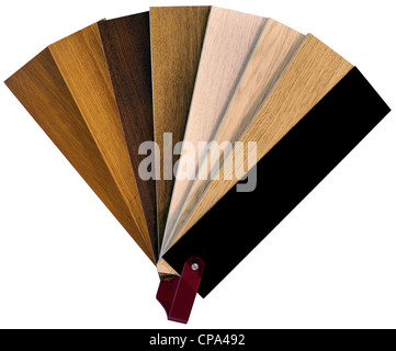 Nuancier de couleurs en bois isolé ventilateur avec chemins de détourage Banque D'Images