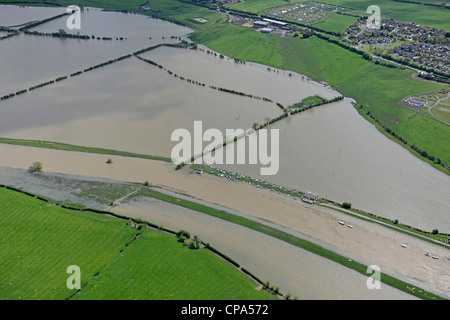 Vue aérienne d'inondation près de Tewkesbury Banque D'Images