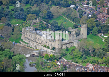 Image aérienne du château de Warwick Banque D'Images