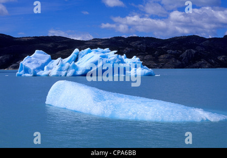 Les icebergs près de glacier Upsala. Lago Argentino. Le Parc National Los Glaciares. Province de Santa Cruz. La Patagonie. L'Argentine. Banque D'Images