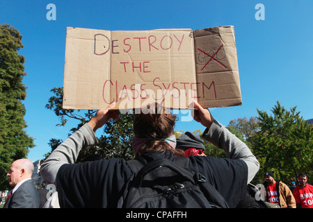 Une Occupy Wall Street Rally d'exhorter l'administration Obama de retour, y compris la législation de l'impôt un impôt américain sur Wall Street Banque D'Images