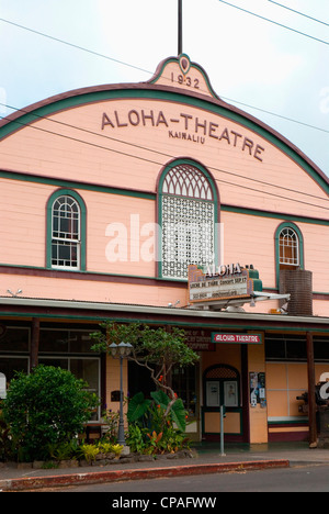 Hawaii, Big Island, South Kona, à Kainaliu. Théâtre Aloha historique Banque D'Images