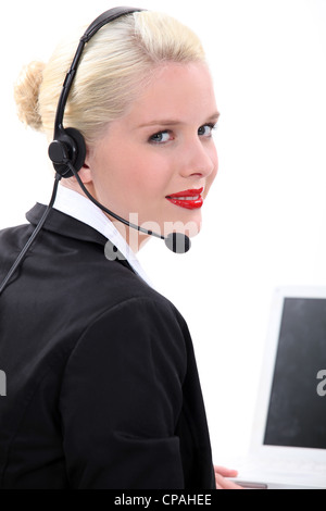 Travailleur administratif blonde Banque D'Images