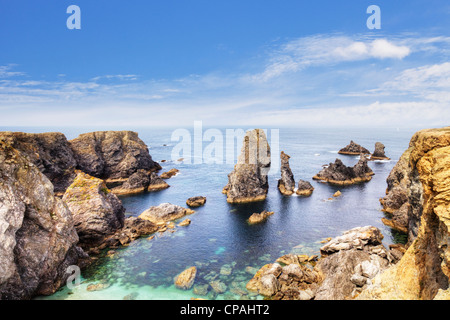 Les aiguilles de Port Coton, Belle-Ile, Bretagne, France. Banque D'Images