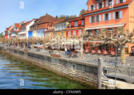 Meersburg, Promenade, Lac de Constance, Baden-Wurttemberg, Allemagne Banque D'Images