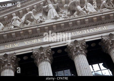 Détail de la Bourse de New York sur Broad Street à Manhattan, New York City Banque D'Images