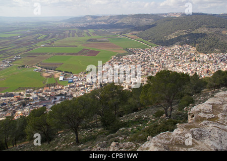 Vue depuis le mont Tabor (Transfiguration).Au nord d'Israël. Banque D'Images
