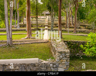 Une vue sur la piscine en plein air, ecaderos «'' pour les zones de séchage des grains de café fraîchement récolté dans une vieille plantation de café à Cuba. Banque D'Images