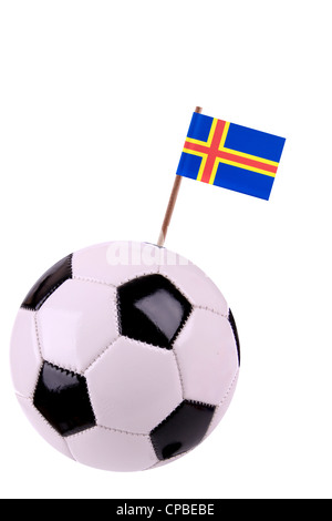 Soccerball ou décorées de football avec un petit drapeau sur un toothstick Banque D'Images