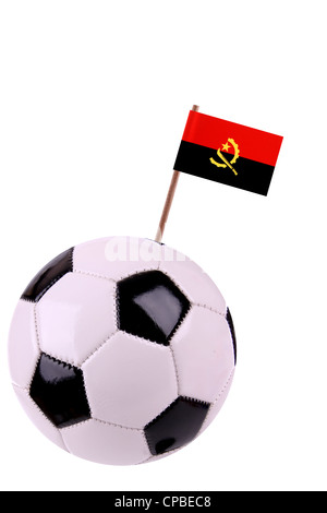 Soccerball ou décorées de football avec un petit drapeau sur un toothstick Banque D'Images