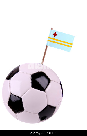 Soccerball ou décorées de football avec un petit drapeau sur un toothstick Banque D'Images