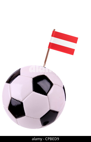 Soccerball ou décorées de football avec un petit drapeau sur un toothstick Banque D'Images