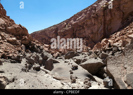 Quezala à distance le ravin, près de Talabra, Désert d'Atacama, Chili Banque D'Images