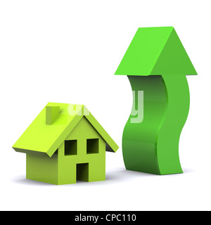 Un rendu 3D colorée La hausse du marché du logement Illustration Banque D'Images