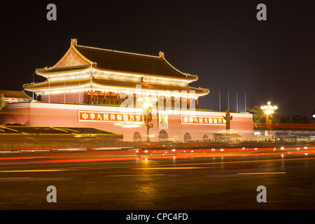 Scène de nuit de la porte Tiananmen à Beijing Chine Banque D'Images