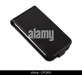 En cas de cuir Smartphone isolé sur fond blanc, chemin de détourage Banque D'Images