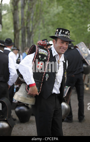 Combat de reines festival a lieu à Aproz, dans le canton du Valais en Suisse pour trouver le 'Reine des vaches' Banque D'Images