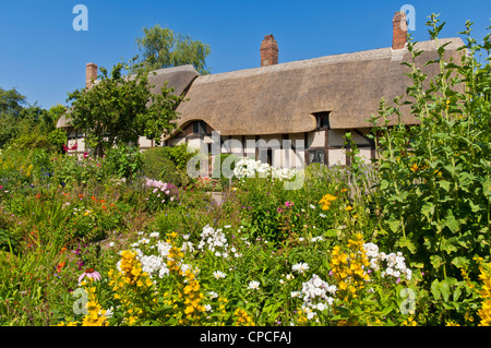 Anne Hathaway Cottage est un cottage de chaume dans un jardin de cottage anglais Shottery près de Stratford upon Avon Warwickshire Angleterre GB Europe Banque D'Images