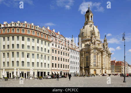 Église Notre Dame ou dans la Frauenkirche de Dresde Altstadt, Saxe, Allemagne. Banque D'Images