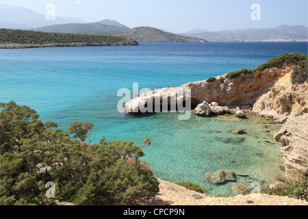 Voulisma Beach (aka Golden Beach) à Istron Kalo Horia, Golfe de Mirabello, Lassithi, Crète, Grèce de l'Est, Méditerranée, Europe Banque D'Images