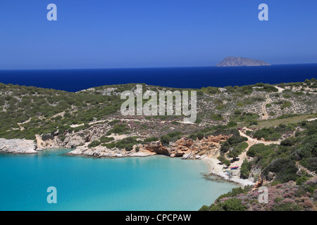 Voulisma Beach (aka Golden Beach) à Istron Kalo Horia, Golfe de Mirabello, Lassithi, Crète, Grèce de l'Est, Méditerranée, Europe Banque D'Images