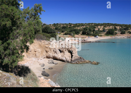 Voulisma Beach (aka Golden Beach) à Istron Kalo Horia, Golfe de Mirabello, Lassithi, Crète, Grèce de l'Est, Méditerranée, Europe Banque D'Images