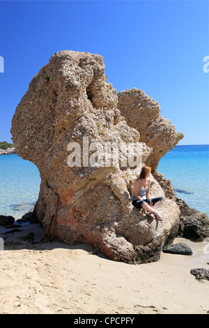 Voulisma Beach (aka Golden Beach) à Istron Kalo Horia, Golfe de Mirabello, Lassithi, Crète, Grèce de l'Est, Méditerranée, Europe Banque D'Images