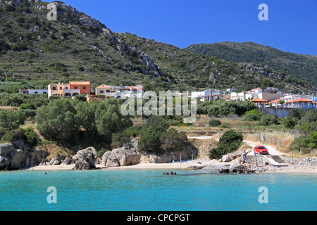 Voulisma Beach (aka Golden Beach) à Istron Kalo Horia, Golfe de Mirabello, Lassithi, Crète, Grèce de l'Est, Méditerranée, Europe Banque D'Images
