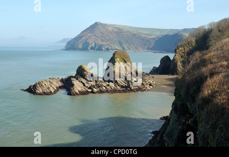 Pierre extérieure et Broadsands Beach, plage de Vau, Devon Banque D'Images