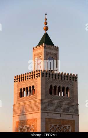 Grande Mosquée (Mosquée Ezzitouna) minaret, Tunis, Tunisie, Afrique du Nord, Afrique Banque D'Images