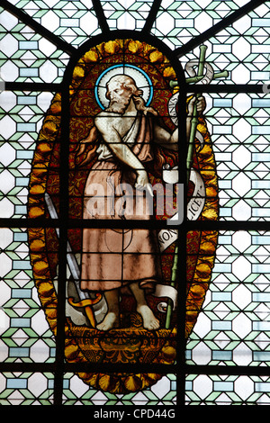 Vitraux en basilique Saint Sulpice, Paris, France, Europe Banque D'Images