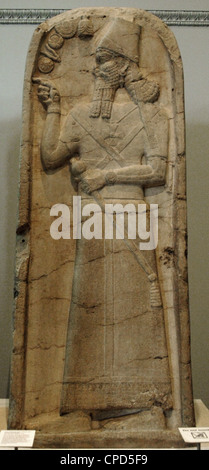 Stèle de Shamshi-Adad V (824-811 avant J.-C.). Le roi d'Assyrie. Depuis le Temple de Nabu, de Nimrud (Iraq). Détail. Banque D'Images