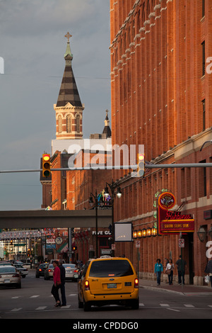 La vie nocturne de Greektown, Detroit, Michigan Banque D'Images