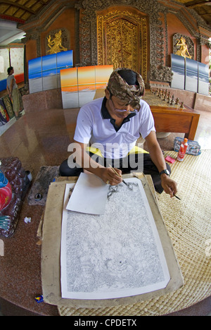 Les artistes balinais, Ubud, Bali, Indonésie. Banque D'Images