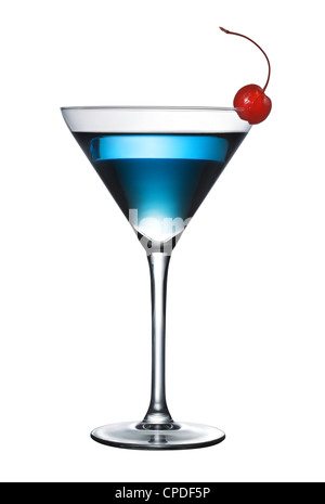 Un cocktail bleu martini (isolées d'stylo inclus) Banque D'Images