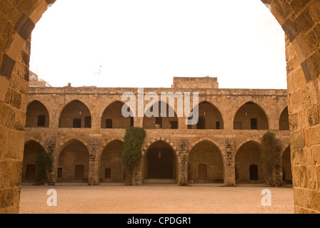 À l'intérieur de l'entrée principale au Khan al-Franj, Saïda, au sud Liban. Banque D'Images