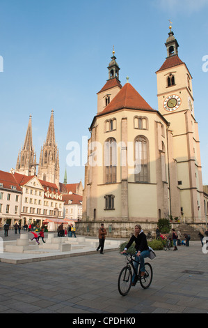 La Neupfarrkirche Eglise Protestante, Regensburg, Bavière, Allemagne, Europe Banque D'Images