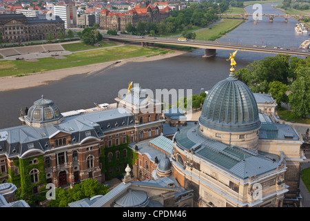 Vue sur Dresde et l'Elbe, Dresde, Saxe, Allemagne, Europe Banque D'Images